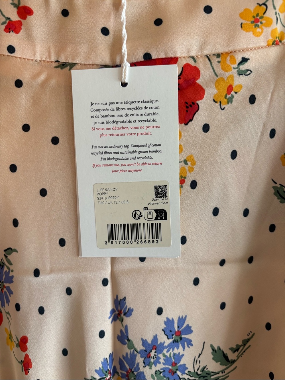 Sézane Floral & Polka Dot Peach Blouse and skirt set. NWT - Picture 7 of 7